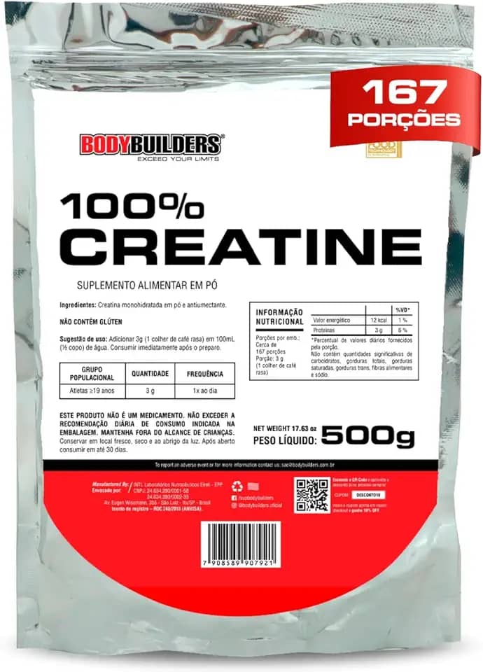 Creatina Monohidratada 500g - 100% Pura Importada - Bodybuilders