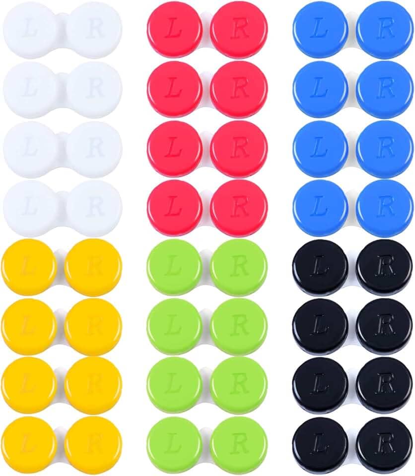 ELCOHO 24 Pacotes De Estojos Para Lentes De Contato, Caixa De Suporte Para Lentes De Contato, Recipiente Para Lentes De Contato Para Olhos Esquerdo/Direito, 6 Cores