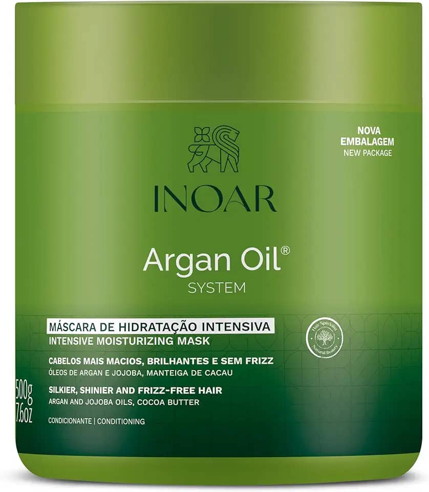 Inoar, Argan Oil Máscara Capilar – Hidratação Profunda, Brilho e Maciez com Óleo de Argan para Cabelos Secos ou Fragilizados - 500g