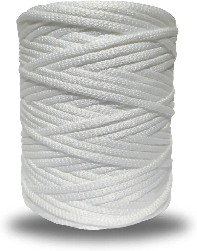 Fio Nautico 5mm Premium 500g 100% poliester Crochê Bolsas Macrame (Branco Off)