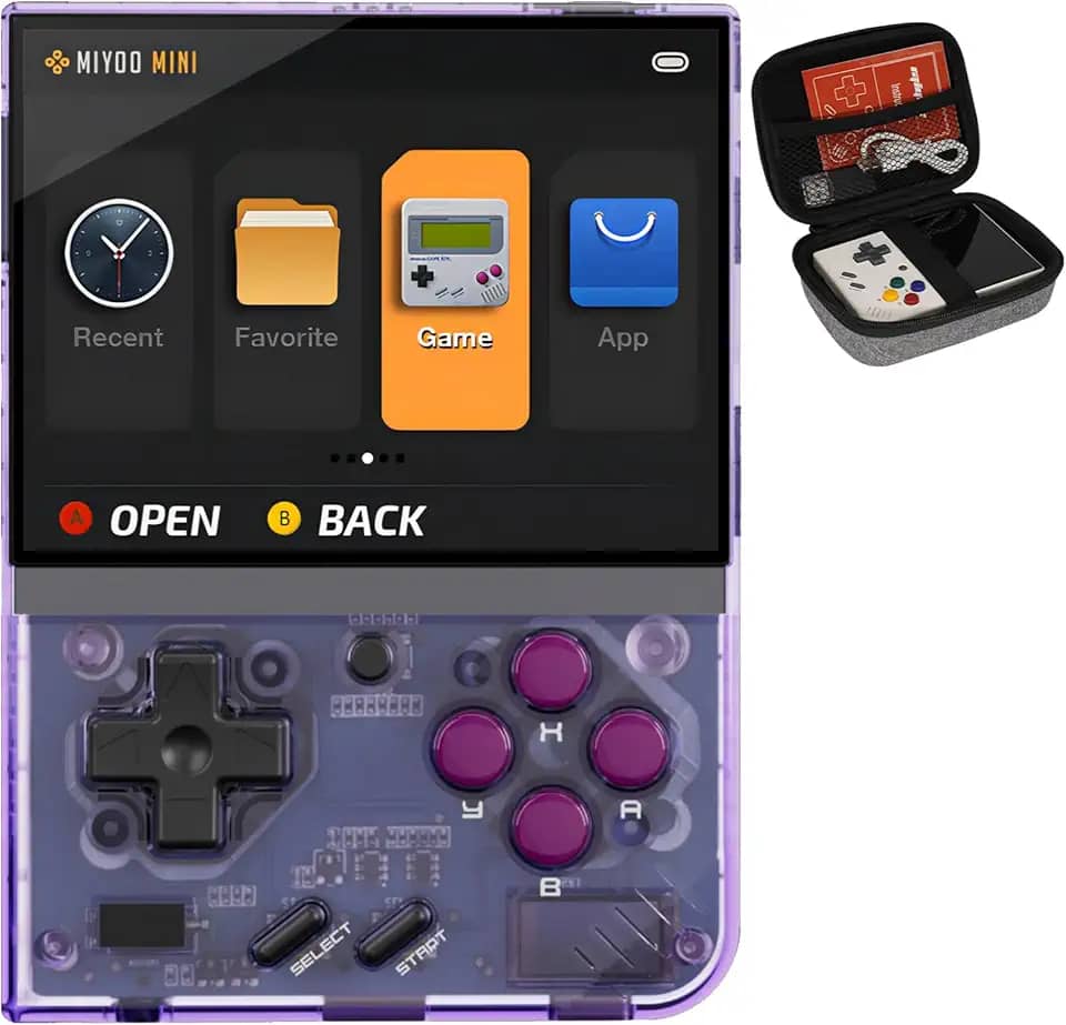 Console De Jogos Retrô Miyoo Mini Plus 128 Gb – Sistema Portátil Jogos, Tela Hd 3,5", Bateria Longa Duração, Compatível Com Vários Formatos Emulador Para (Roxo Gb)