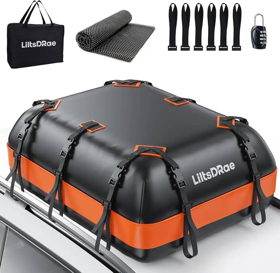 Bolsa De Transporte Carga Para Teto Carro, 21 Pés Cúbicos, À Prova D'Água, Resistente, 840D, Todos Os Veículos Com/Sem Bagageiros - Tapete Antiderrapante, 6 Gancho