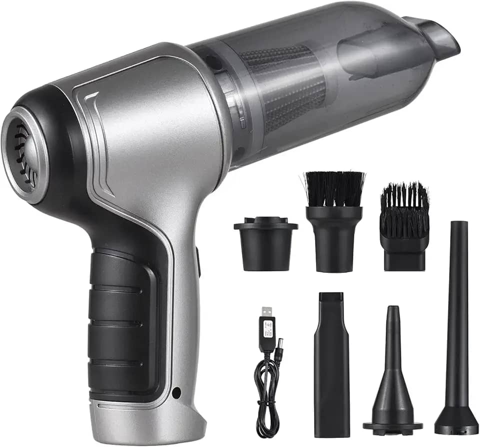 Aspirador de pó portátil para carro portátil sem fio Mini espanador de ar e bomba manual com 19000Pa Sucção forte USB Carregamento para pelos de animais de estimação Limpeza de pó de cascalho