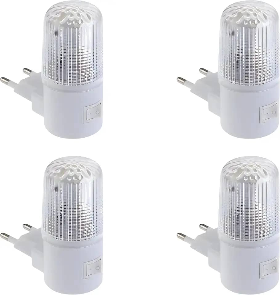 SYMEON Kit 4 Mini Lampadas Luminaria Abajur Luz de Led para Tomada Noturno