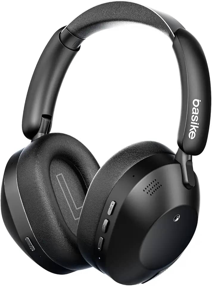 Fone de Ouvido Bluetooth 5.4, Headphone Bluetooth com Microfone, Cancelamento de Ruído Ativo Híbrido (Hybrid ANC), Modo Transparente, Hi-Pure Áudio, 50H de Bateria – Preto