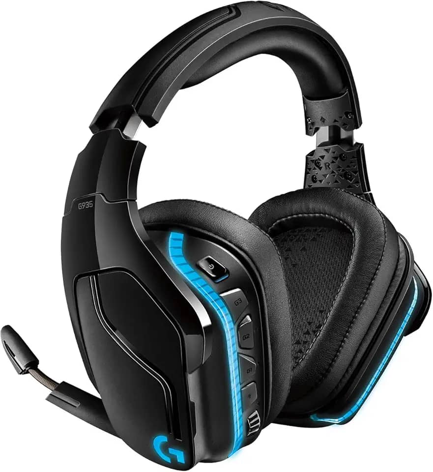 Headset Gamer Sem Fio Logitech G935 7.1 Dolby Surround com RGB LIGHTSYNC, Drivers de Áudio Avançados e Bateria Recarregável para PC, PlayStation, Xbox e Nintendo Switch