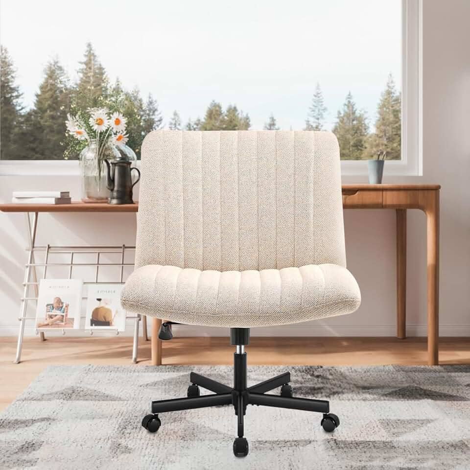 Cadeira de Escritório Python Fly Leisure, Assento Extra Grande e Largo em Tecido (Bege)