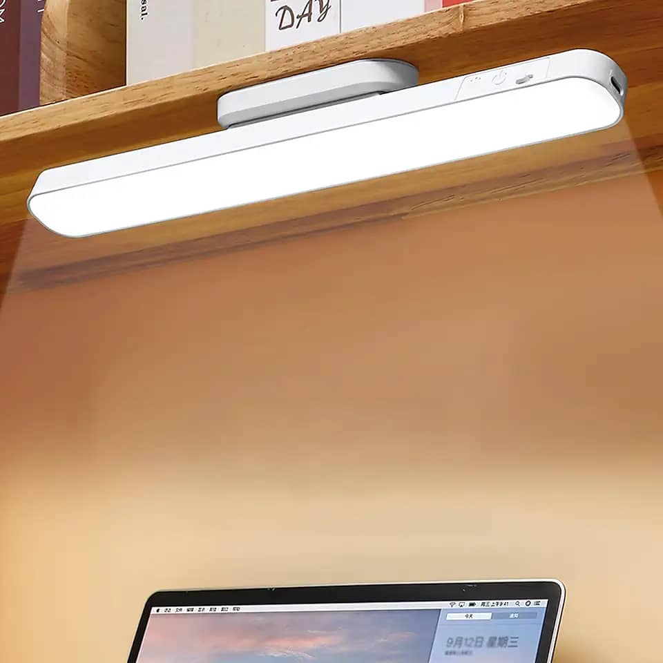 Luminária LED Magnética, Barra de Luz Recarregável USB, 3 Temperaturas de Cor, Branco
