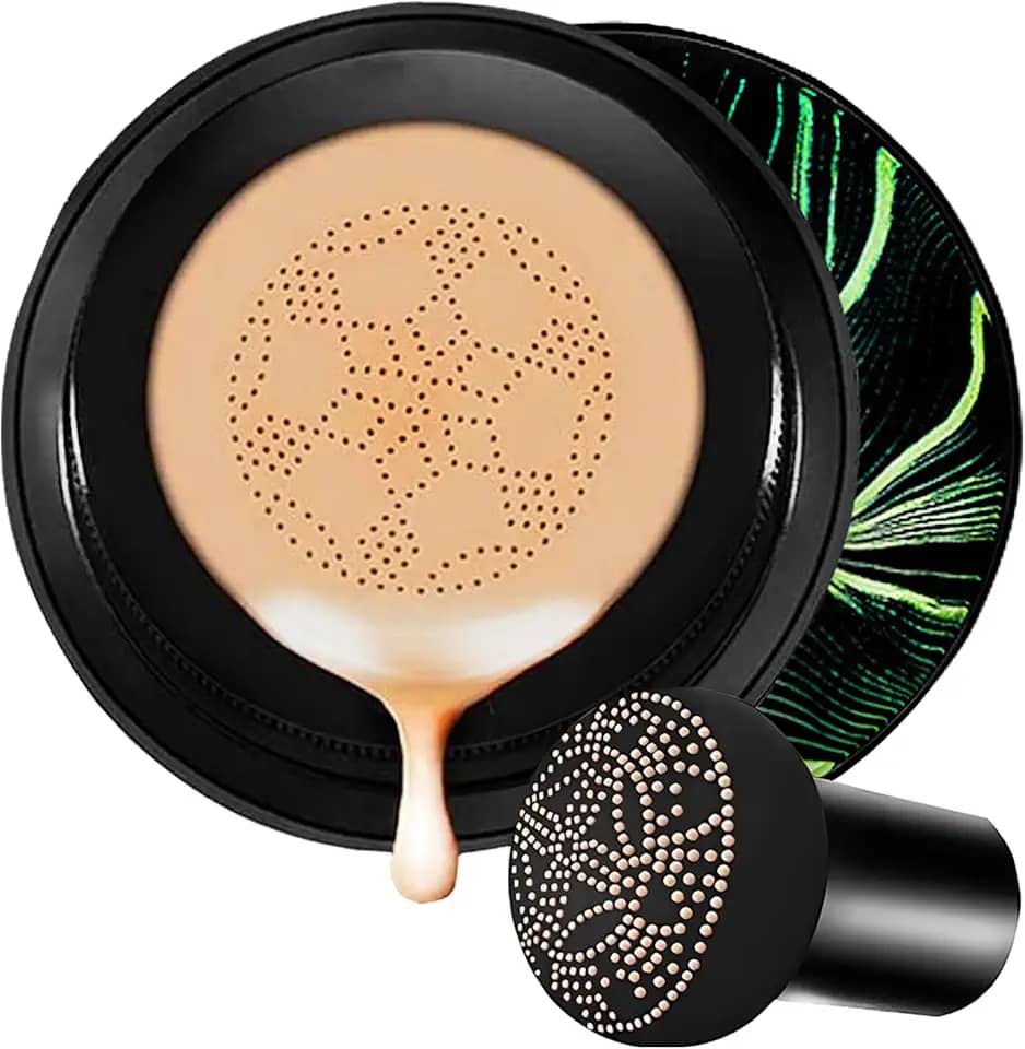 Base Moisture Cushion Cc Cream Para Pele Madura - Corretivo Impecável Bb Cream Com Textura De Cogumelo, Air Cushion Cc À Prova D'Água De Longa Duração, Creme De Maquiagem Natural Com Mel E