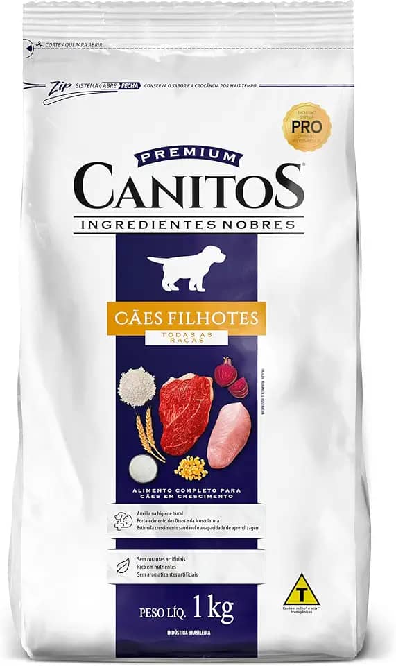 Ração Para Cães Filhotes Canitos 1kg Todas as Raças Para Cães Em Crescimento