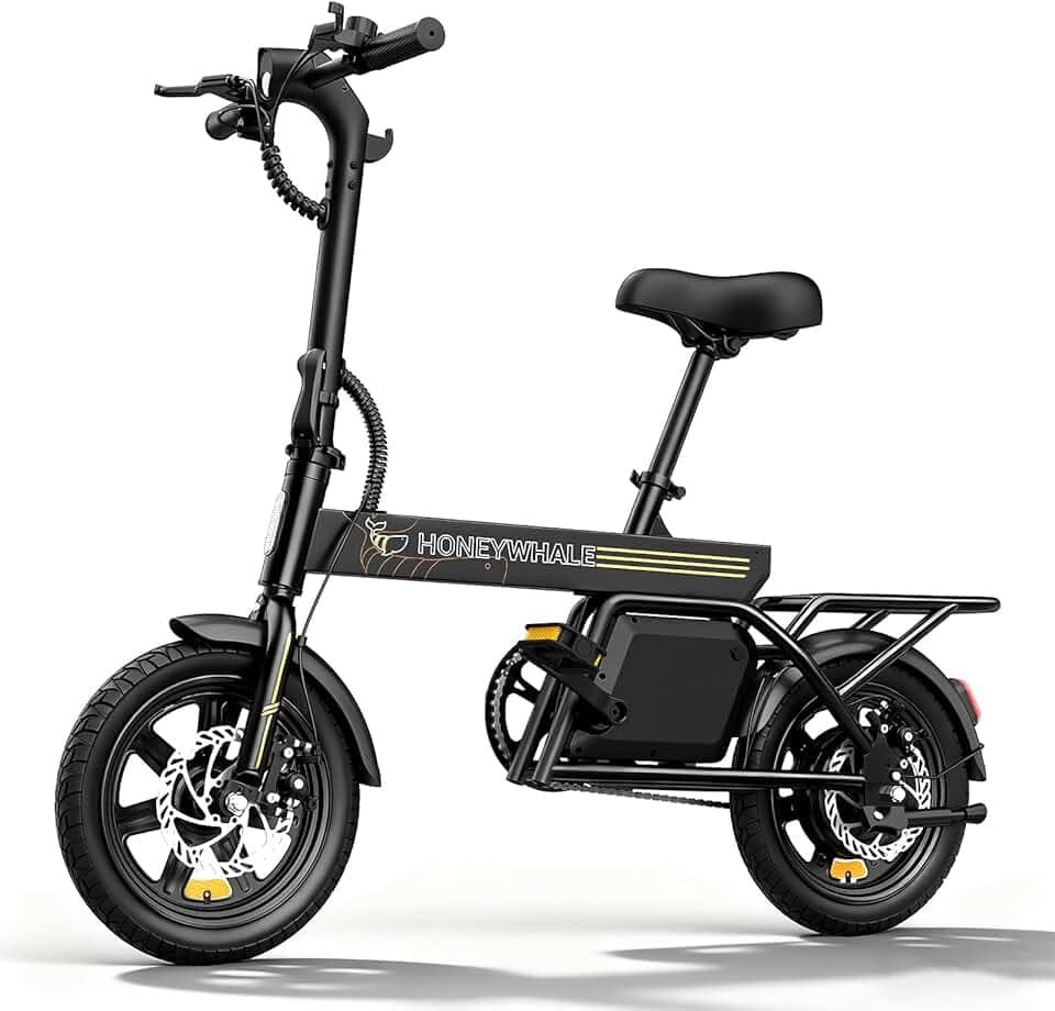 HONEYWHALE B20 Bicicleta Elétrica, 440W-35KM-25KM/H-120KG, Scooter Motor-Adulto-Bike-Autonomia-Velocidade Máxima-Carga-Honey Whale-Fat-Dobravel, 14 Aro, Freios a Disco Dianteiros e Traseiros