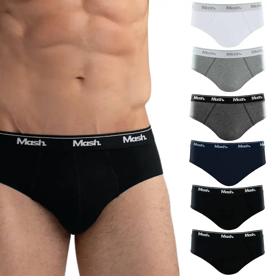 Kit 6 Cuecas Mash Slip Algodão Cotton Hipoalergênica Masculina