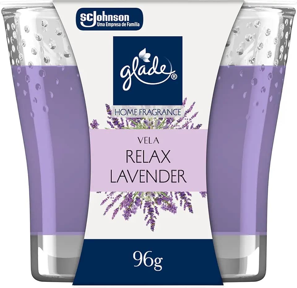Glade Vela Aromatica, Odorizador de Ambiente, Relax Lavander, 96g e 1 Pavio