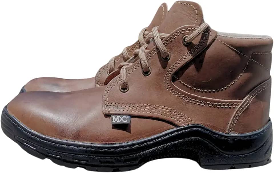 Coturno Botina Bota Couro Legitimo Trabalho EPI Segurança CA Bico PVC Masculino Feminino Unissex MXC BRASIL