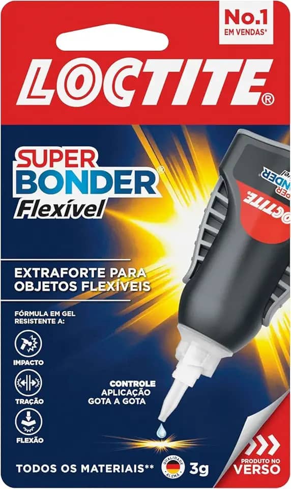 Loctite Super Bonder Flexível Controle, Gel Flexível, Super Cola com Fórmula Antigotejamento para Aplicações Verticais, Cola Transparente com Bico Preciso, 1x3g