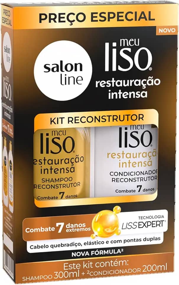 Salon Line, Kit Shampoo e Condicionador, Meu Liso Restauração Intensa, Vegano - Para Cabelos Lisos, 2 Unidades