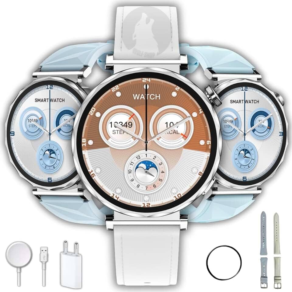 Relógio Smartwatch Feminino Microwear GT5 Mini 2026 Tela 41, GPS, 2 Pulseiras, Bluetooth, IP68 (Prata)