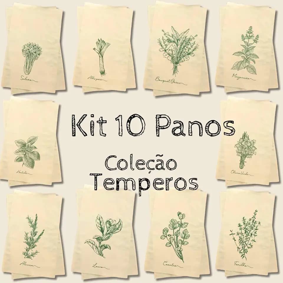 Panos de Prato Coleção Temperos Gourmet