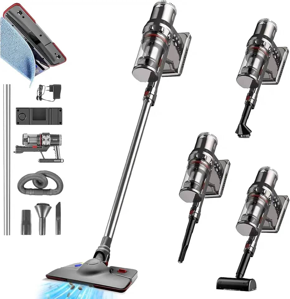 Aspirador sem Fio, Aspirador de Pó, 45000PA Aspirador Vertical, Aspirador de pó Leve com Reservatório de Agua, Adequado para Pelos de Animais/Carpetes/Pisos de Madeira