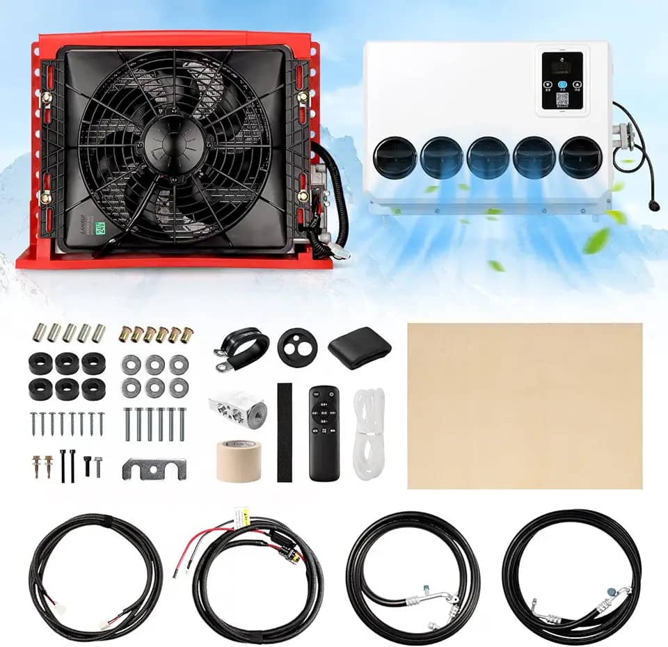 Ar condicionado elétrico 12V para RVs, caminhões, veículos de construção, escavadeiras, colheitadeiras, máquinas agrícolas (12V)