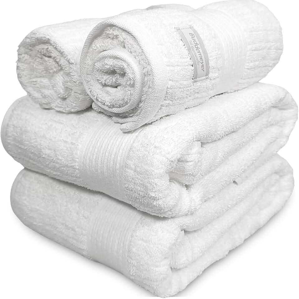 Jogo De Banho Gigante Buddemeyer - Toalha Banhão Fio Penteado Canelado - 100% Algodão - Kit 4 Peças (Branco)