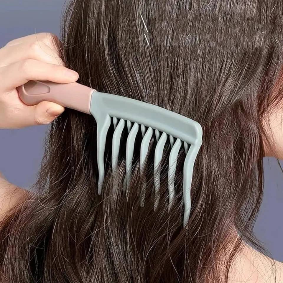 1 pente ondulado de linha dupla com alça, pente de massagem de couro cabeludo para volume, estilo de cabelo antiestático, ideal para salões de beleza e uso doméstico, cachos e cuidados perfeitos