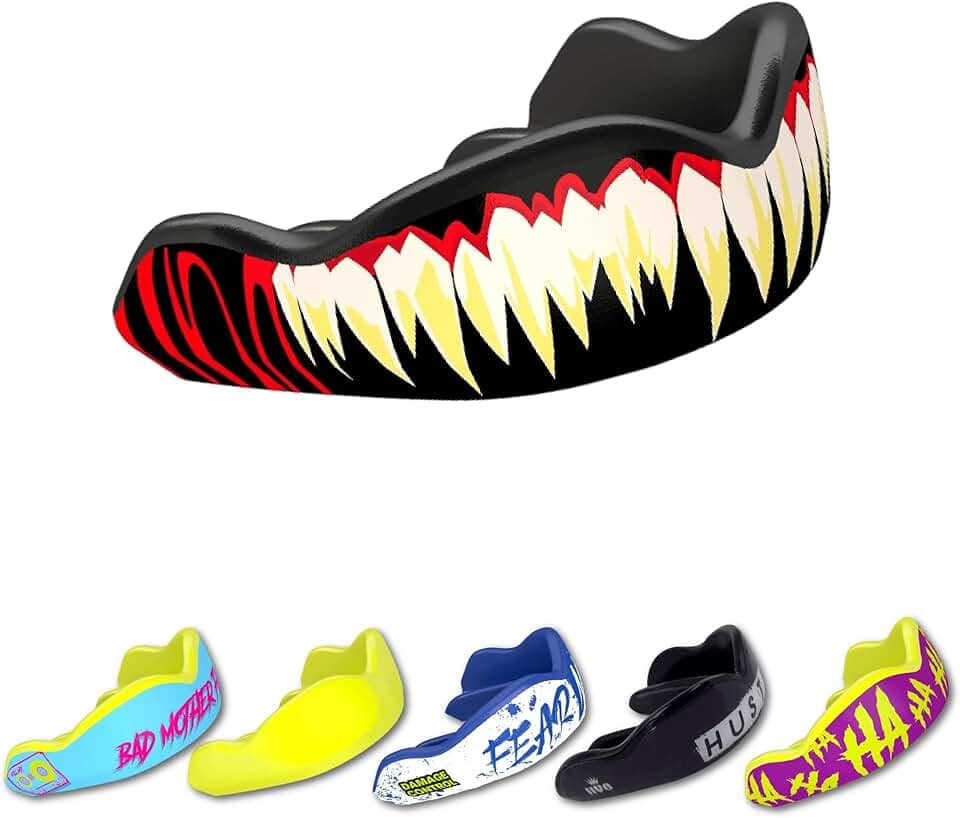 DAMAGE CONTROL Protetor bucal de alto impacto – Protetor bucal esportivo para boxe, futebol, hóquei, lacrosse e basquete, protege dentes e mandíbula, bocal protetor para adultos e jovens (adulto
