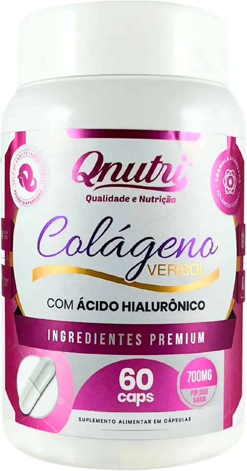 Colágeno Verisol 60 Cápsulas Acido Hialurônico Biotina Zinco Vitaminas Minerais Suplemento Qnutri