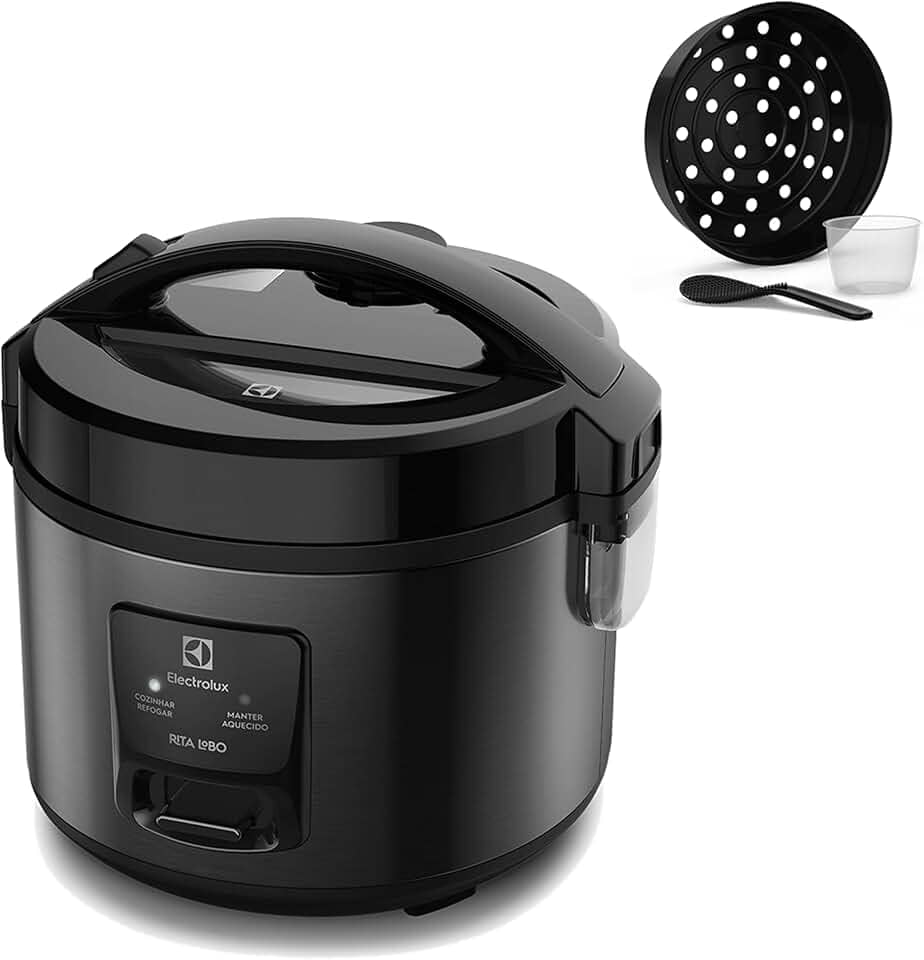 Electrolux Panela Elétrica vapor arroz capacidade 2L 6 Xícaras 2 em 1 timer panela removivel antiaderente tampa com visor transparente ERC10 inox 127v por Rita Lobo Rita Lobo