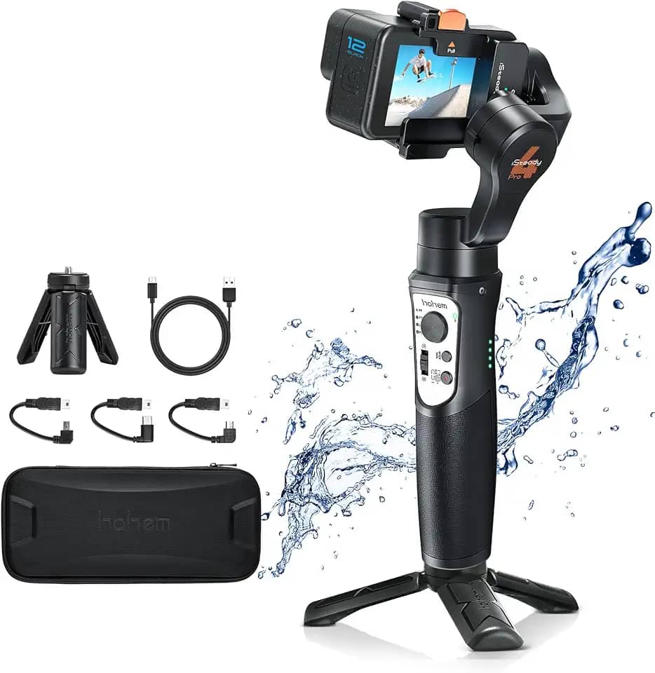 Estabilizador de gimbal 3 eixos para câmera de ação GoPro portátil Pro Gimbal com controle de aplicativo de lapso de tempo de movimento para Gopro Hero 7, 6, 5, 4, 3, SJ CAM, YI CAM, Sony RX0 - Hohem, preto