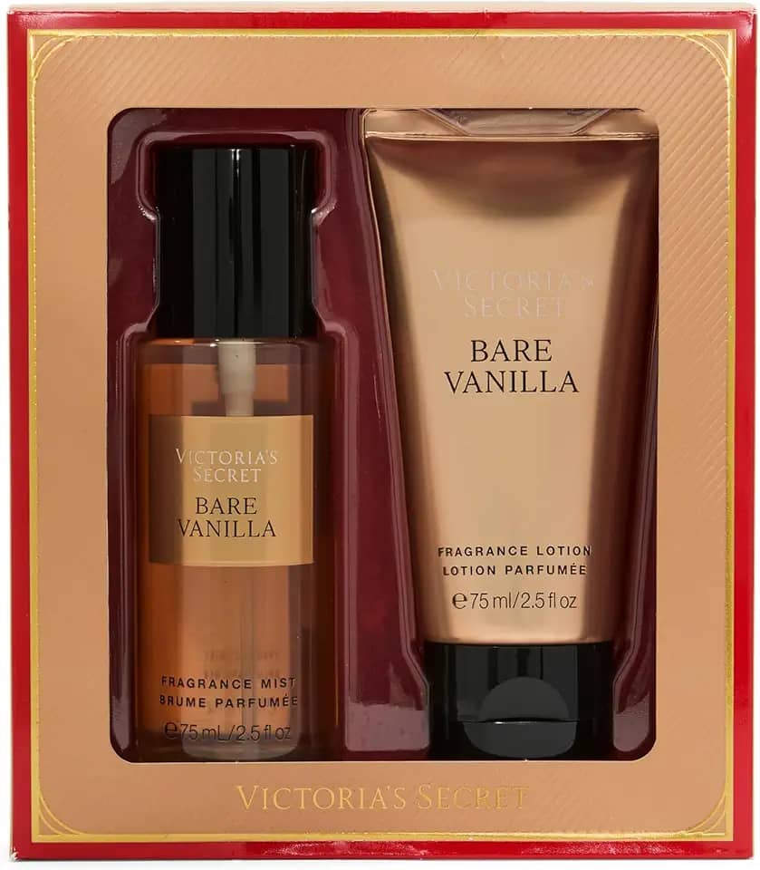 Victoria's Secret Bare Vanilla Mini Fragrance Duo Conjunto de presente, notas de caxemira macia