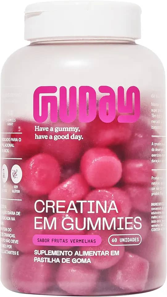 Guday Gummy de Creatina | 60 unidades (30 doses) | 3g de creatina por dose | Sabor Frutas Vermelhas
