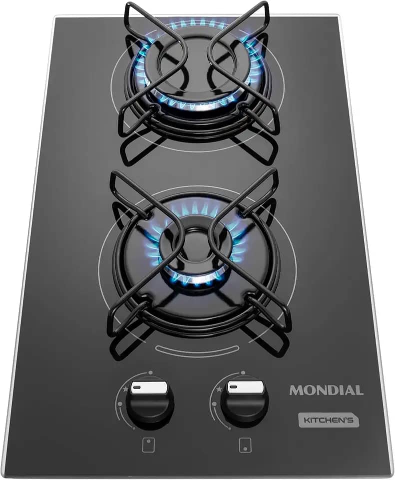 Cooktop a Gás, 2 Bocas, Mondial, Preto/Inox, Bivolt - CTG-04