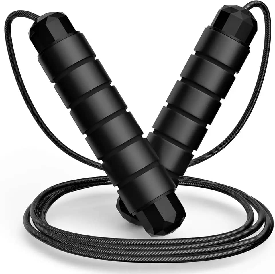 Corda de Pular Profissional Speed Rope, Ajustável, com Rolamento, Cabo de Aço Revestido em PVC, para Crossfit e Treino Fitness, Com 3 Metros