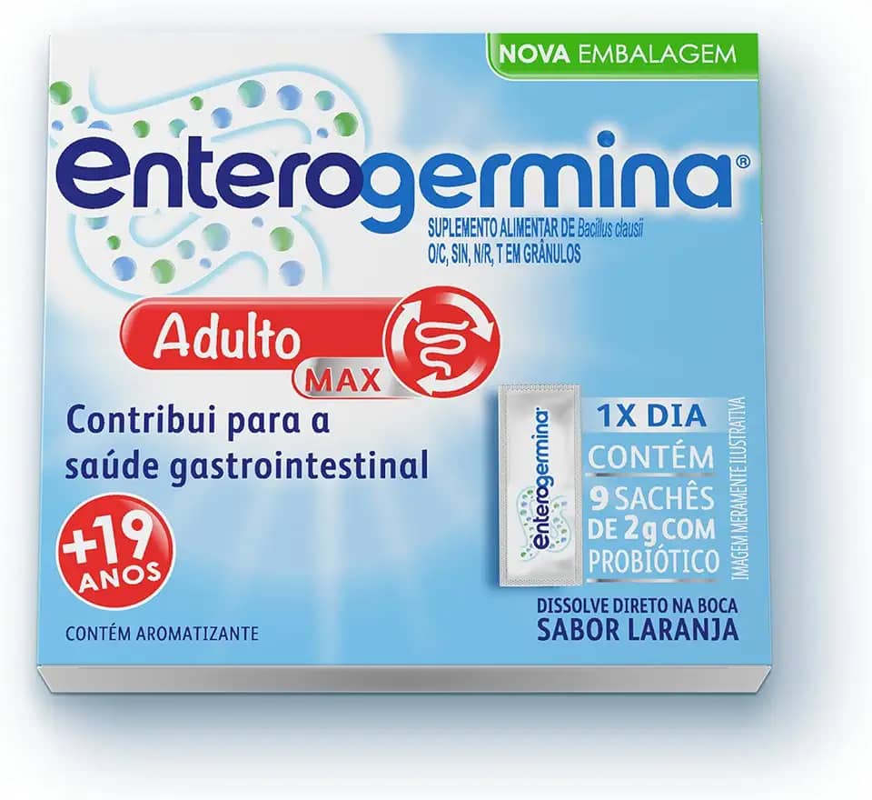 Enterogermina Adulto - Probiótico, 9 sachês - Sabor laranja