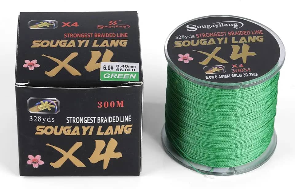 Linha de pesca trançada Sougayilang 300m Super Cast 4 Strands, super forte - resistente à abrasão - linha de pesca sem estiramento