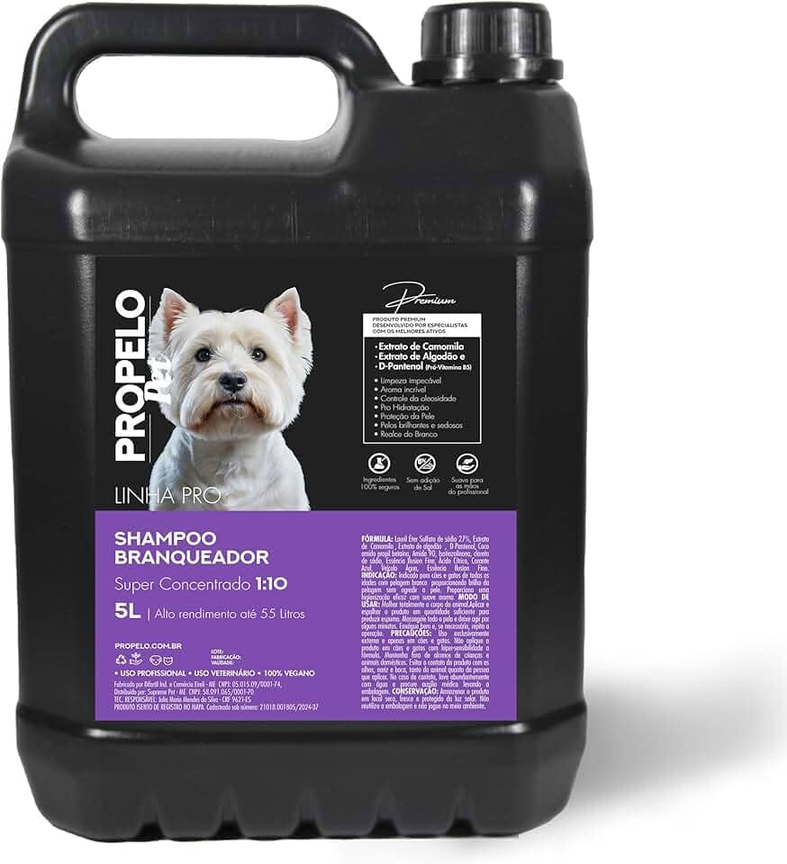 Shampoo Pet Profissional Branqueador Clareador 5l concentrado 1:10