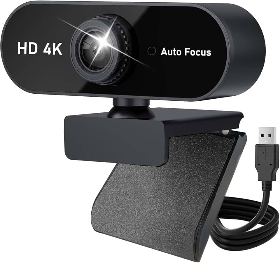 Webcam Ultra HD 4K, Webcams HD com Foco Automático e Usb,Microfone Embutido,PC,laptop,desktop,USB Plug and Play,estudo de conferências,reuniões,chamadas de víde, Home Office (4K)