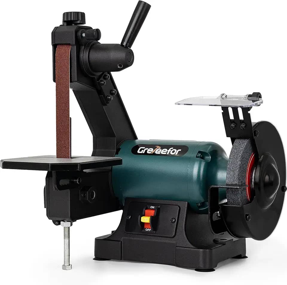 Lixadeira De Bancada De 6' E Lixadeira De Cinta De 1' X 30', Motor De Indução De 2,3A, Lixadeira De Bancada Para Fabricação De Facas, Afiação, Marcenaria E Metalurgia