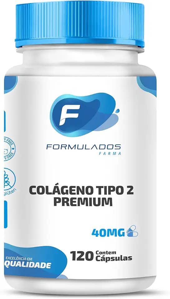 Colágeno Tipo 2 Premium, 40mg, Ideal para Articulações, Coluna, Joelhos e Inflamações, 120 Cápsulas