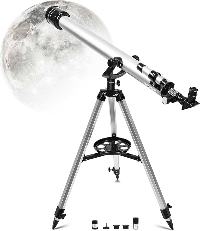Telescopio Astronomico, Diâmetro Da Lente Objetiva: 60 mm, Telescopio Astronomico Profissional, Luneta Telescópica Profissional, Telescópio Astronômico de Alta Ampliação, Tripé Com Altura Ajustável
