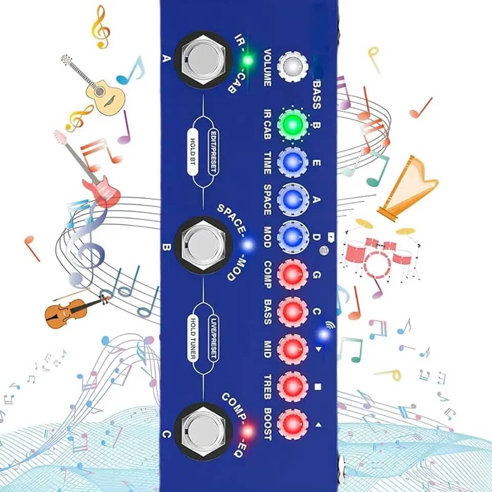 M-VAVE Pedal de efeito de baixo elétrico multifuncional, capaz de gravar 5V recarregável 48KHZ/24BIT 8 tipos de simulação de gabinete IR, 13 botões, novos e originais Cuvave cube baby bass 26 portas