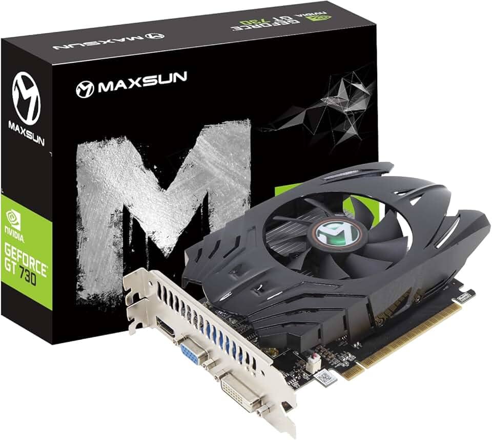 maxsun Placa de vídeo GeForce GT 730 4 GB GPU para computador PC 128 bits DDR3 ITX Design PCI Express DVI-I, HDMI, VGA Multi Screen