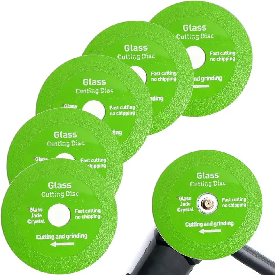 Disco de Corte para Vidro e Cerâmica, 100 x 20 x 10 mm, Verde, Conjunto com 5 Unidades