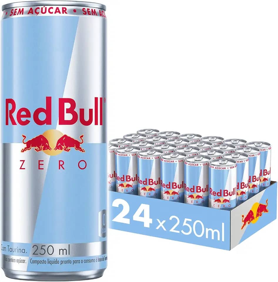 Pack de 24 Latas Red Bull Energético, Zero, Sem Açúcar, 250ml