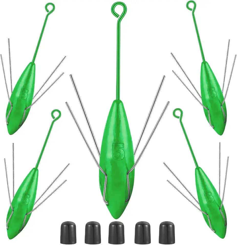 5 Peças De Chumbadas Sputnik Para Pesca Surfe, Pesos Cauda Longa Serviço Pesado, Fundição Surfe Em Água Salgada, Pesca, Chumbadas, Aranha, (Verde - Onças)