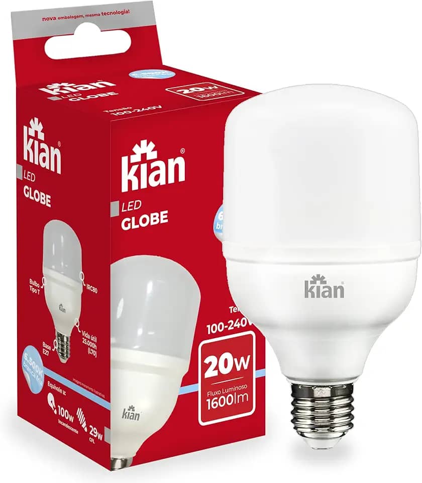 Kian - Lâmpada Led Globe Base E-27 20W 6.5K Bivolt