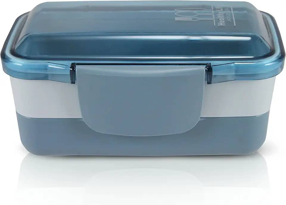 Marmita 2 Divisorias Vasilha Esquenta Fitness Congelar Pote Cor:Azul