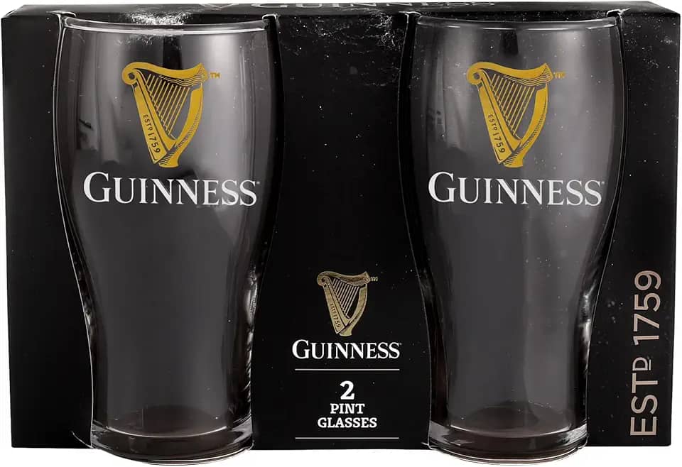 LORD'S ROCKS Copos de cerveja Guinness Official 597 g – Conjunto de 2, copos de cerveja em forma de tulipa da marca – Estilo clássico de pub irlandês