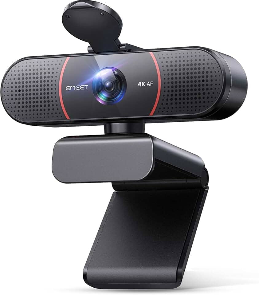 EMEET Webcam C960 4K para PC, sensor Sony UHD 4K, foco automático PDAF, microfones com cancelamento de ruído de IA dupla, correção automática de luz, FOV de 73°, webcam Plug & Play com capa de